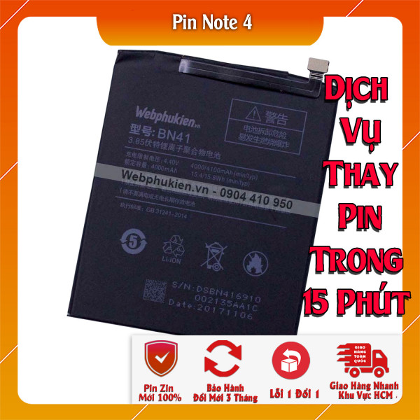 Pin Webphukien cho Xiaomi Redmi Note 4  Việt Nam (BN41) - 4100mAh